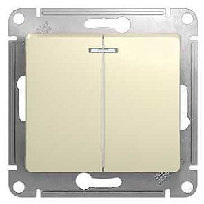 Выключатель 2 клав. с подсв. беж. 10АХ-250В GLOSSA GSL000253 Schneider Electric 423771