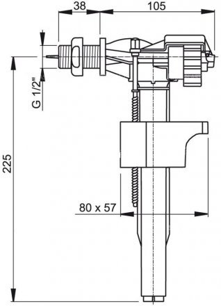 Клапан запорный Alca Plast боковой пласт. A150-3/8